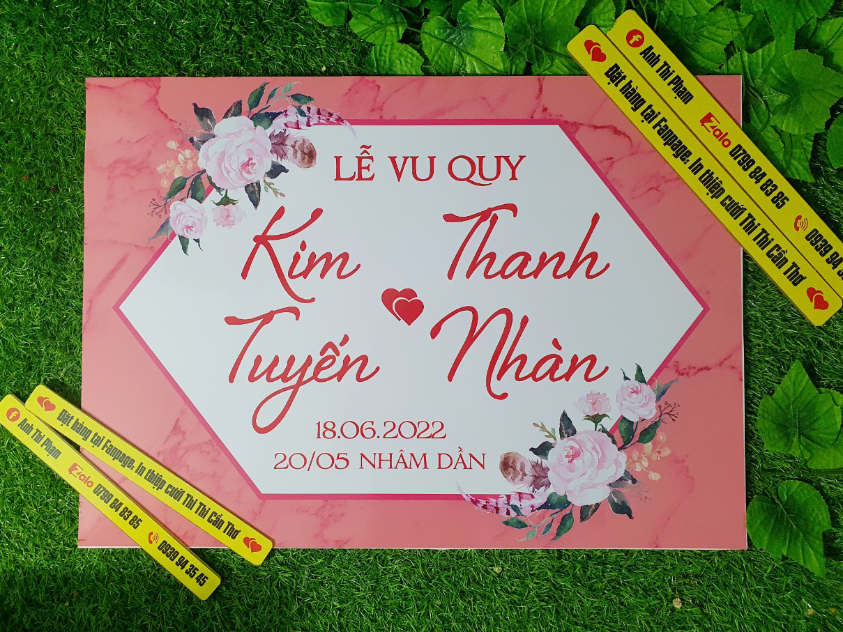 Bảng thời báo đám cưới đám hỏi, bảng in tên cô dâu chú rể 2022 BANG CUOI